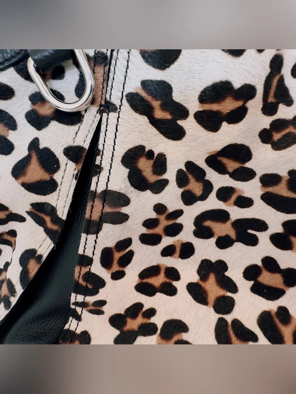 NWT Francesco Biasia Copacabana Leopard Calf Hair Handbag